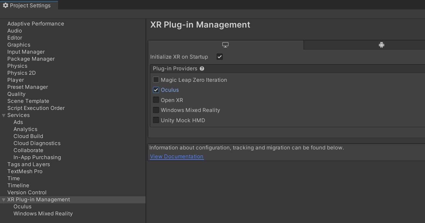 XR Plug-in Management